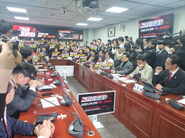 나경원 국민의힘 의원은 이날 오전 국회에서 한국NGO 연합과 공동으로 ‘헌재의 신속 탄핵 각하·기각 촉구’ 긴급 토론회를 주최했다. [사진=김민주 기자]