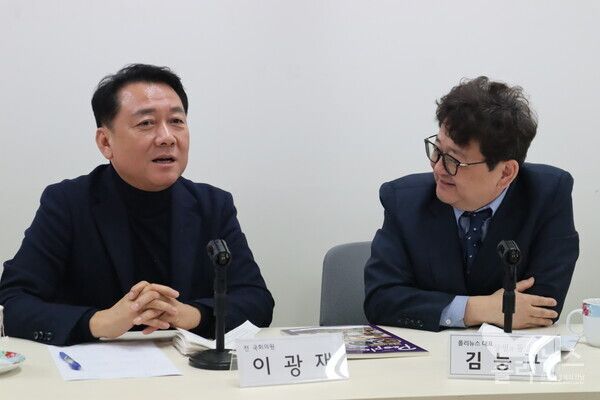 [새로운 대한민국을 묻다 8편] 김능구의&nbsp; ‘정국 인터뷰’에서 이광재 전 강원도지사는 “이재명 ‘중도보수 정당’ 타기팅 잘한 것...상속세·반도체법·국민연금 구체적 실천해야”고 말했다. [사진=폴리뉴스 이준수PD]