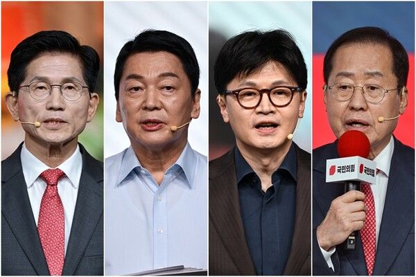 왼쪽부터 국민의힘 김문수·안철수·한동훈·홍준표 후보.[사진=연합뉴스]