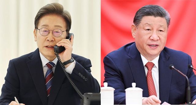 이재명 대통령이 10일 서울 용산 대통령실에서&nbsp;시진핑&nbsp;중국 국가주석과 전화 통화를 하고 있다. [사진=연합뉴스/신화통신 연합 자료사진]