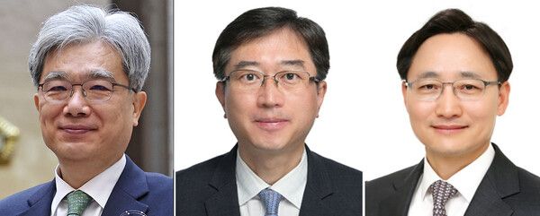 대통령실은 26일 이재명 대통령이 헌법재판소장에 김상환 제주대 법학전문대학원 석좌교수(왼쪽부터),&nbsp;헌법재판관에 오영준 서울고등법원 부장판사, 국세청장에 임광현 더불어민주당 의원을 지명했다고 강훈식 대통령비서실장의 인사브리핑을 통해 발표했다. [사진=연합뉴스]