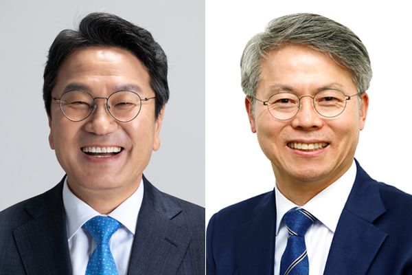 제9회 전국동시지방선거 광주시장 후보로 거론되는 강기정 광주시장, 민형배 국회의원(왼쪽부터)
