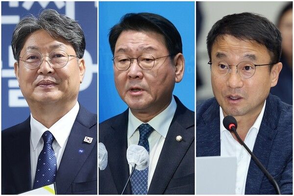 왼쪽부터&nbsp;법사위원장 이춘석·문체위원장 김교흥·예결위원장 한병도 내정자. [사진=연합뉴스 자료사진]