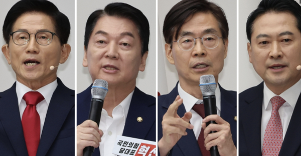 김문수·안철수·장동혁·조경태 후보가 7일 국민의힘 당 대표 예비경선을 통과해 본경선에 진출했다. [사진=연합뉴스]