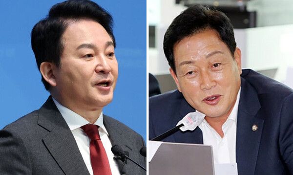 원희룡 전 장관과 김선교 의원 [사진=연합뉴스]