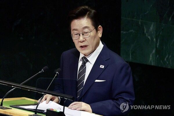 유엔 총회 연설하는 이재명 대통령 [사진=연합뉴스]