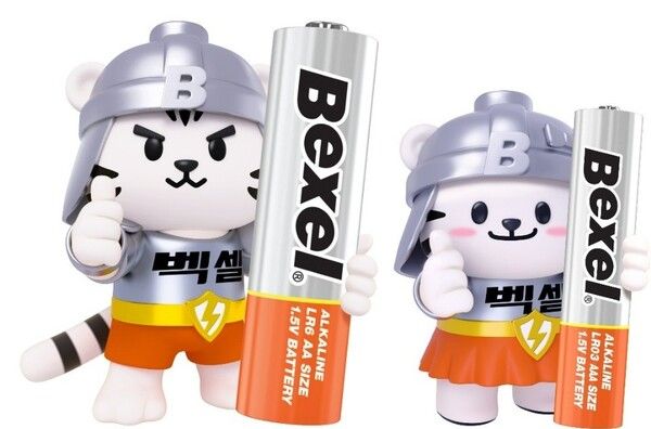 ​벡셀 건전지 신규 캐릭터 '백철이'(왼쪽)와 '백세리' .[사진=SM그룹]