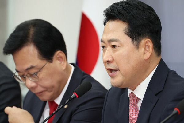 국민의힘&nbsp;장동혁&nbsp;대표가 8일 서울 여의도 국회에서 열린 최고위원회의에서 발언하고 있다. [사진=연합뉴스]