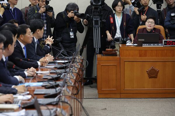 &nbsp;19일 서울 여의도 국회에서 열린 에서 임이자 위원장과 더불어민주당 의원들이 설전을 벌이고 있다. [사진=연합뉴스]