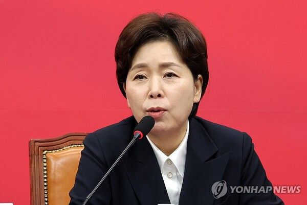 국민의힘&nbsp;양향자&nbsp;최고위원이 29일 국회에서 열린 최고위원회의에 발언하고 있다. [사진=연합뉴스]