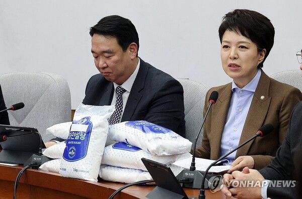 (오른쪽)정희용 사무총장, (왼쪽)김은혜 원내정책수석부대표 [사진=연합뉴스]