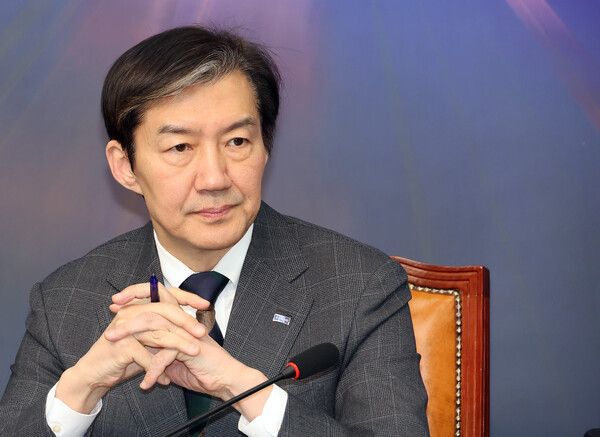 조국혁신당&nbsp;조국 대표가 9일 국회에서 열린 최고위원회의에 참석해 있다. [사진=연합뉴스]