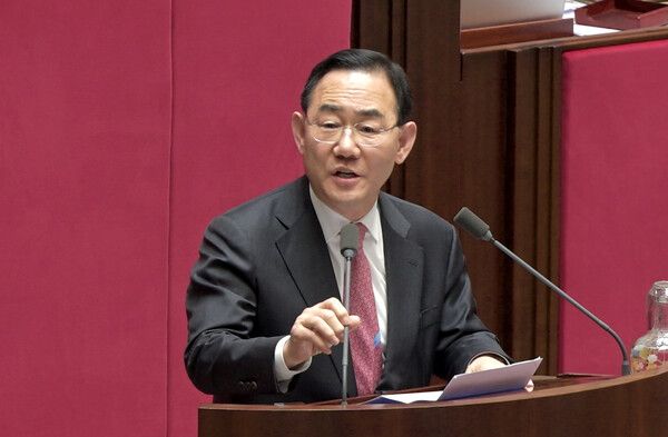 주호영 국회부의장이 12일 국회 본회의에서 대구경북 행정통합 법안 처리를 호소하고 있다. [사진=주호영 국회부의장]