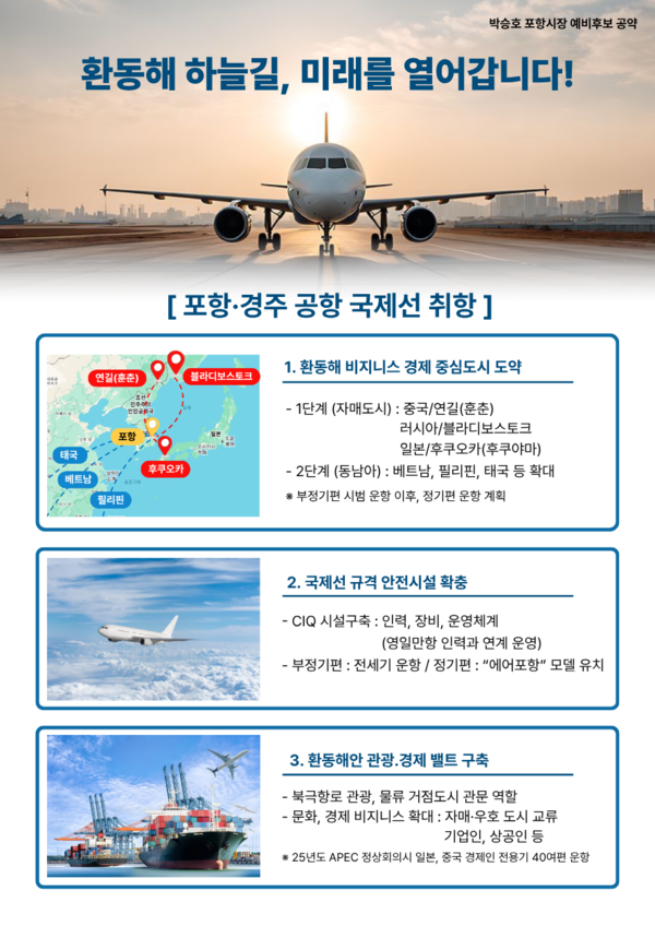박승호 포항시장 예비후보의 '환동해 하늘길 개척' 공약도 / 사진=박승호 포항시장 예비후보 선거사무소