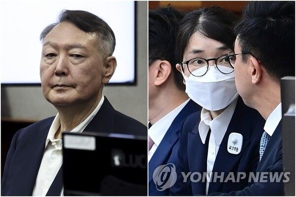법정 출석한 윤석열·김건희 [사진=연합뉴스]