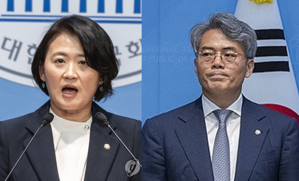 왼쪽부터 박지혜 더불어민주당 의원, 김기표 더불어민주당 의원 [사진=연합뉴스]