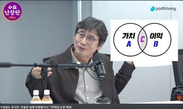 유시민 작가는 지난 18일 유튜브 에 출연해 여권과 이재명 대통령 지지층을 A·B·C 세 그룹으로 분류한 이른바 'ABC론'을 제시했다. [사진=유튜브 화면 갈무리]