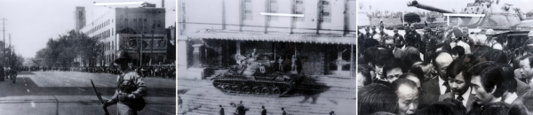 국회 본관 지하 통로 전시 공간에는 우리 현대 정치사의 굵직한 사건들을 기록한 사진들이 걸려 있다. (왼쪽)대표적으로 1961년 5월 16일 군사정변 당일 국회의사당 주변 모습, (가운데)1972년 박정희 당시 대통령이 비상계엄을 선포한 뒤 태평로 의사당 앞으로 집결한 계엄군, (오른쪽)1980년 전두환 당시 대통령의 비상계엄 확대에 따라 국회에 주둔하며 의원들의 출입을 막은 군인들의 장면 등이 포함돼 있다. 26.3.3. [사진=폴리뉴스 김대성 기자]