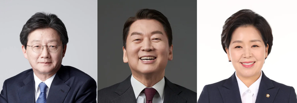 왼쪽부터 유승민 전 의원, 안철수 의원 ,양향자 전 의원