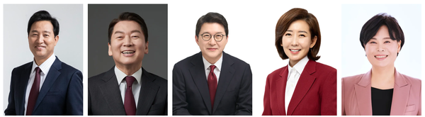 왼쪽부터 오세훈 서울시장 ,안철수 의원, 신동욱 의원, 나경원 의원, 윤희숙 전 의원
