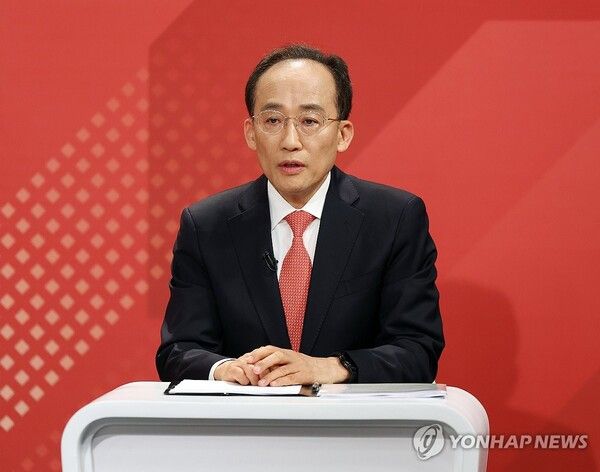 30일 오후 대구 TBC에서 열린 국민의힘&nbsp;대구시장&nbsp;후보 1차 비전 토론회에서 추경호 후보가 발언하고 있다. 2026.3.30 [사진=연합뉴스]