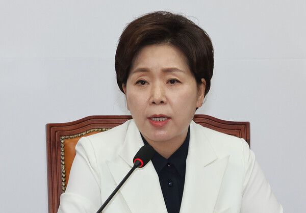 국민의힘&nbsp;양향자&nbsp;최고위원이 9일 국회에서 열린 최고위원회의에서 발언하고 있다. [사진=연합뉴스]