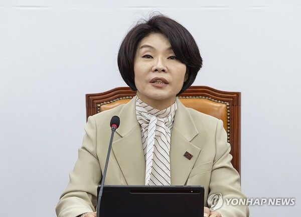 더불어민주당 한정애 정책위의장이 23일 국회에서 열린 정책조정회의에서 발언하고 있다. 2026.4.23 [사진=연합뉴스]