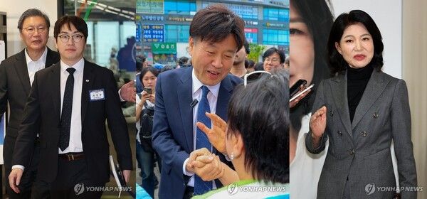 (왼쪽부터) 하정우 청와대 AI미래기획수석, 김용 전 민주연구원 부원장, 이진숙 전 방송통신위원장.[사진=연합뉴스]