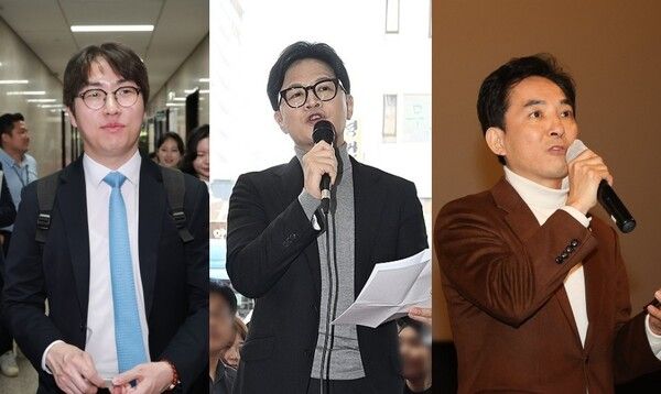 (왼쪽부터) 하정우 전 청와대 AI미래기획수석, 한동훈 전 국민의힘 대표, 박민식 전 국가보훈부 장관.[사진=연합뉴스]