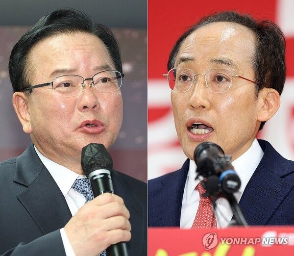 김부겸 더불어민주당 대구시장 후보(左), 추경호 국민의힘 대구시장 후보.[사진=연합뉴스]