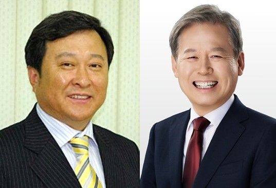 이상학 前&nbsp;처장(왼쪽)과&nbsp;김상동 경북교육감 예비후보