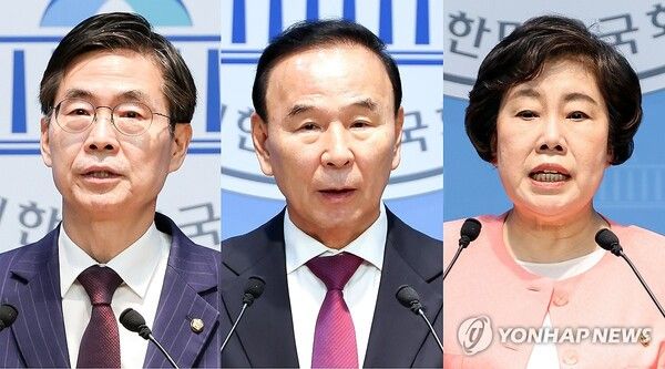 (왼쪽부터) 국민의힘 조경태 의원, 박덕흠 의원, 조배숙 의원.[사진=연합뉴스]