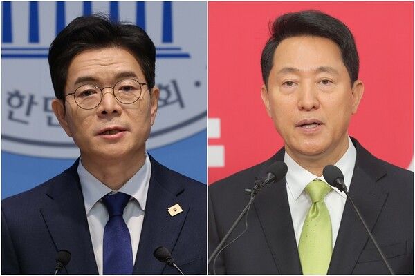 정원오 더불어민주당 서울시장 후보(왼쪽)와 오세훈 국민의힘 서울시장 후보. [연합뉴스 자료사진]