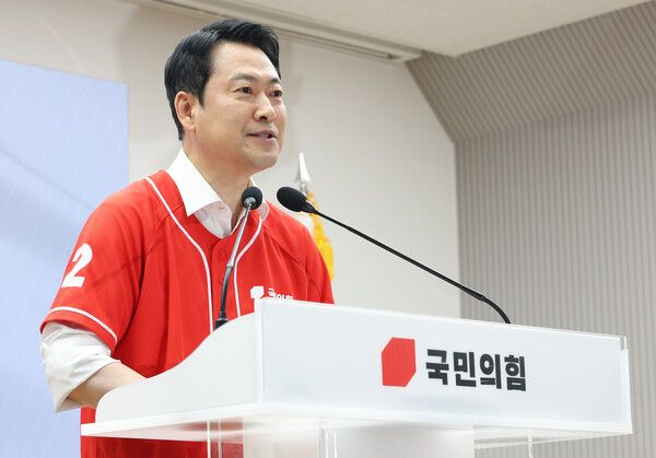 &nbsp;국민의힘&nbsp;장동혁&nbsp;상임선거대책위원장이 13일 서울 여의도 중앙당사에서 열린 '국민무시 심판 공소취소 저지 국민선거대책위원회' 출범식에서 인사말을 하고 있다. [사진=연합뉴스]