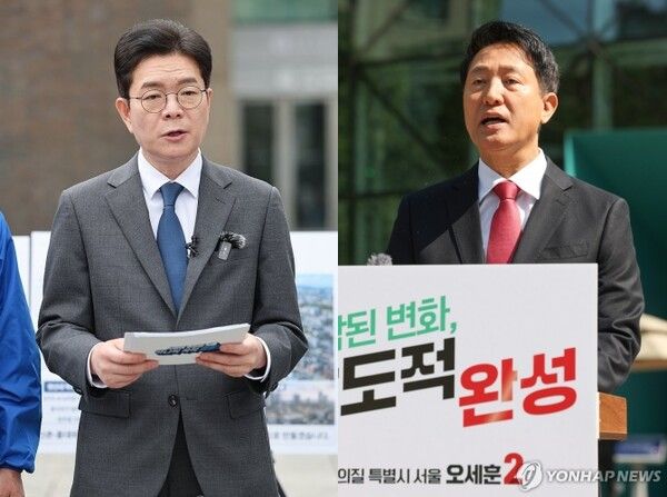 6·3지방선거 서울시장 선거 정원오 더불어민주당 후보(左), 오세훈 국민의힘 후보.[사진=연합뉴스]