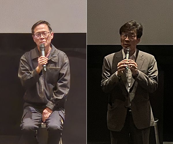 지난 14일, 서울 동대문 메가박스에서 진실화해를위한과거사정리위원회 직원들을 대상으로 한 다큐멘터리 영화 '1980 사북' 시사회가 열렸다. 사진은 송상교 진화위원장(우)과 황인욱 정선지역사회연구소장 겸 제작자 [사진=폴리뉴스]