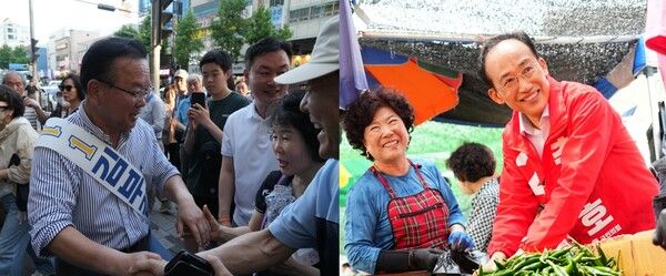 김부겸 더불어민주당 후보(左), 추경호 국민의힘 후보.[김부겸·추경호 후보 캠프]