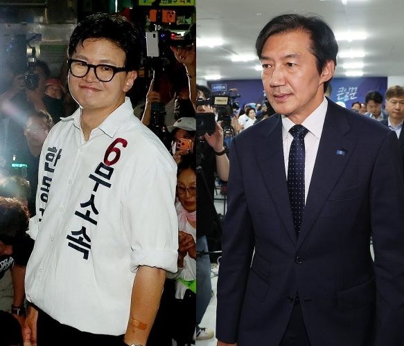 한동훈 무소속 부산 북갑 후보(左), 조국 조국혁신당 경기 평택을 후보.[사진=연합뉴스]