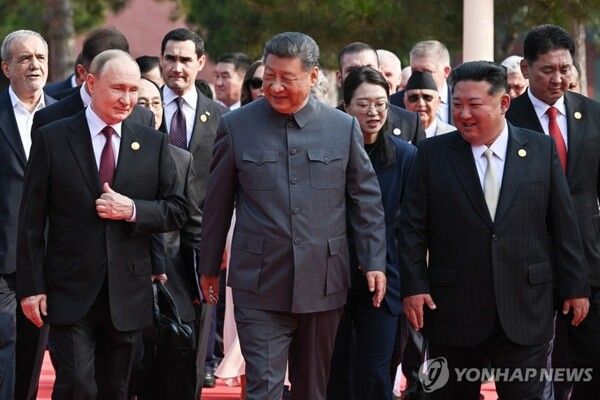 푸틴 러시아 대통령(왼쪽부터), 시진핑 중국 국가주석, 김정은 북한 국무위원장 [사진=연합뉴스]