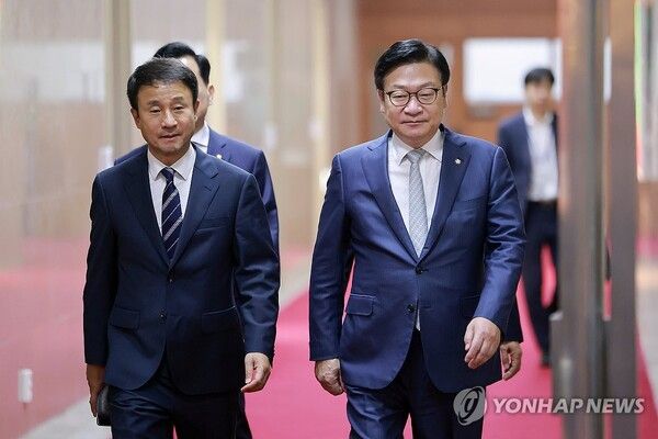 한병도 민주당 원내대표(좌)와 정점식 국민의힘 원내대표 [사진=연합뉴스]