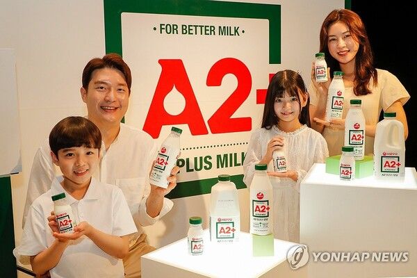 2024년 4월 15일 서울 용산구 그랜드 하얏트 서울에서 열린 서울우유협동조합 'A2+우유' 출시회에서 모델들이 신제품을 선보이고 있다. A2 단백질 유전형질을 가진 젖소의 원유만 분리•집유해 만든 프리미엄 흰우유로, 출시 2년 만에 누적 1억1900만 개가 팔렸다. [사진=연합뉴스]