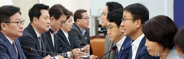 국민의힘 최고위원회의(左), 더불어민주당 원내대책회의.[사진=연합뉴스]