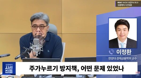 이정환 한양대 경제금융학부 교수가 MBC라디오 '김종배의 시선집중'에 출연했다. [출처=유튜브 화면 캡쳐]