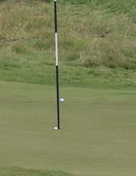 니콜라스 콜사츠의 티샷한 볼이 홀에 들어가고 있다. 사진=DP월드TV 캡처