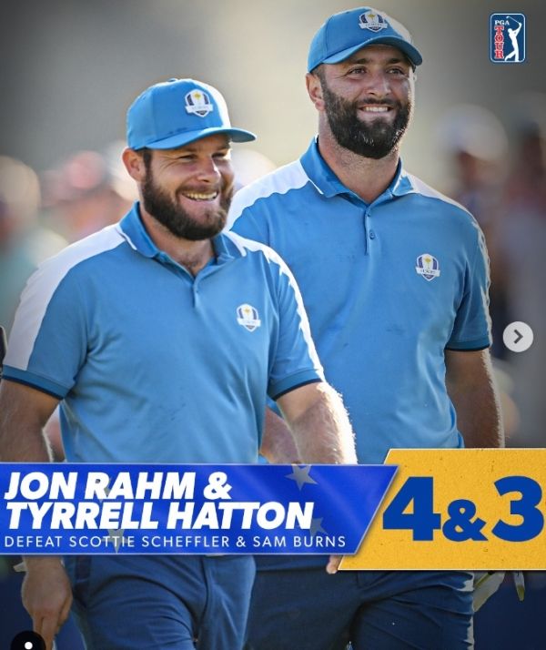 존 람(우측)과 티럴 해턴. 사진=PGA투어