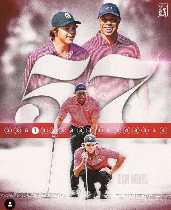 연장전에서 랑거 부자에게 진 우즈와 찰리. 사진=PGA투어