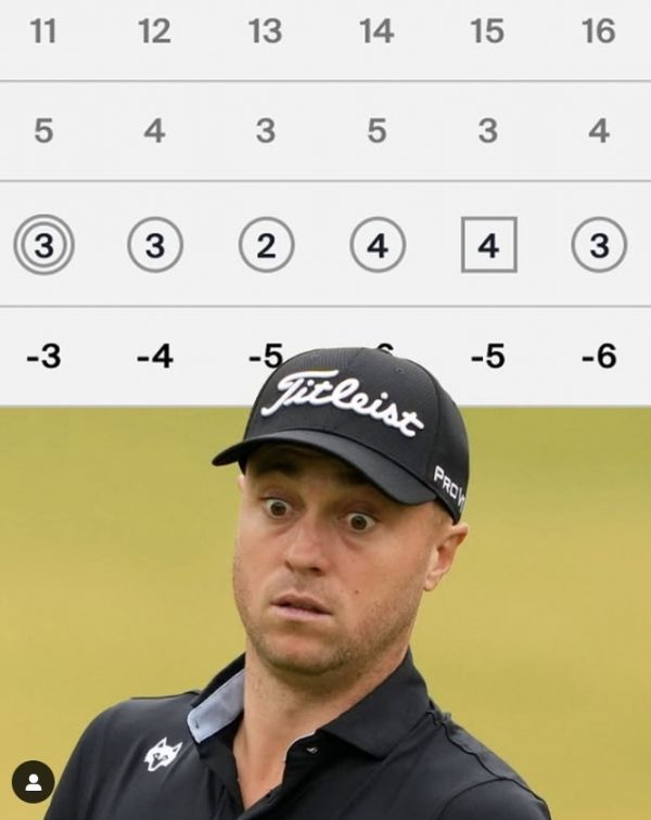 저스틴 토마스의 후반 스코어 카드. 사진=PGA투어