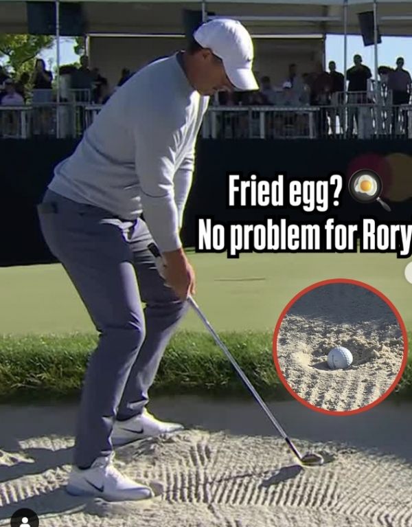 로리 매킬로이가 에그플라이 된 벙커샷을 절묘하게 해서 파세이브에 성공했다. 사진=PGA투어