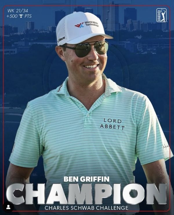 찰스 슈와브에서 우승한 벤 그리핀. 사진=PGA투어