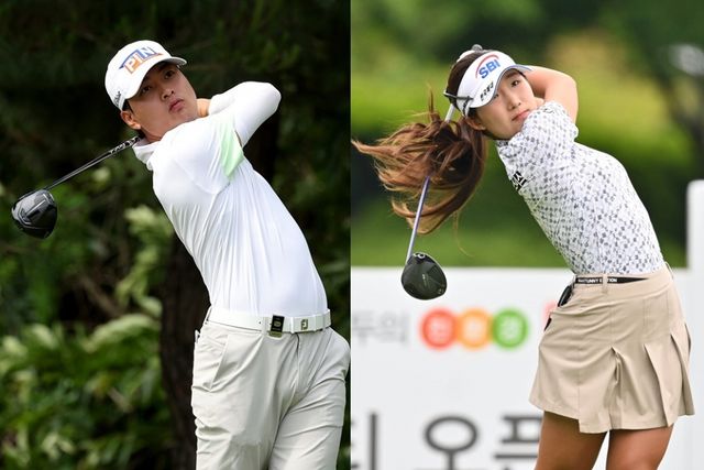 드라이브 거리 1위 여승진, 이동은(사진=KPGA,KLPGA)